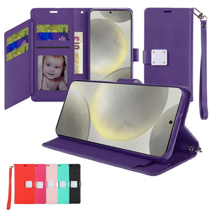Phone Case for Apple iPhone 15 Wallet Credit Card Holder Leather Grip Shockproof Hybrid Protective Style Durable Flip Pouch Cover Dark Purple