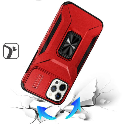 Phone Case for Apple iPhone 12 Pro Max Magnetic Ring Stand Camera Protection Shockproof Heavy Duty Kickstand Rugged Grip Anti Scratch Hybrid Cover Red