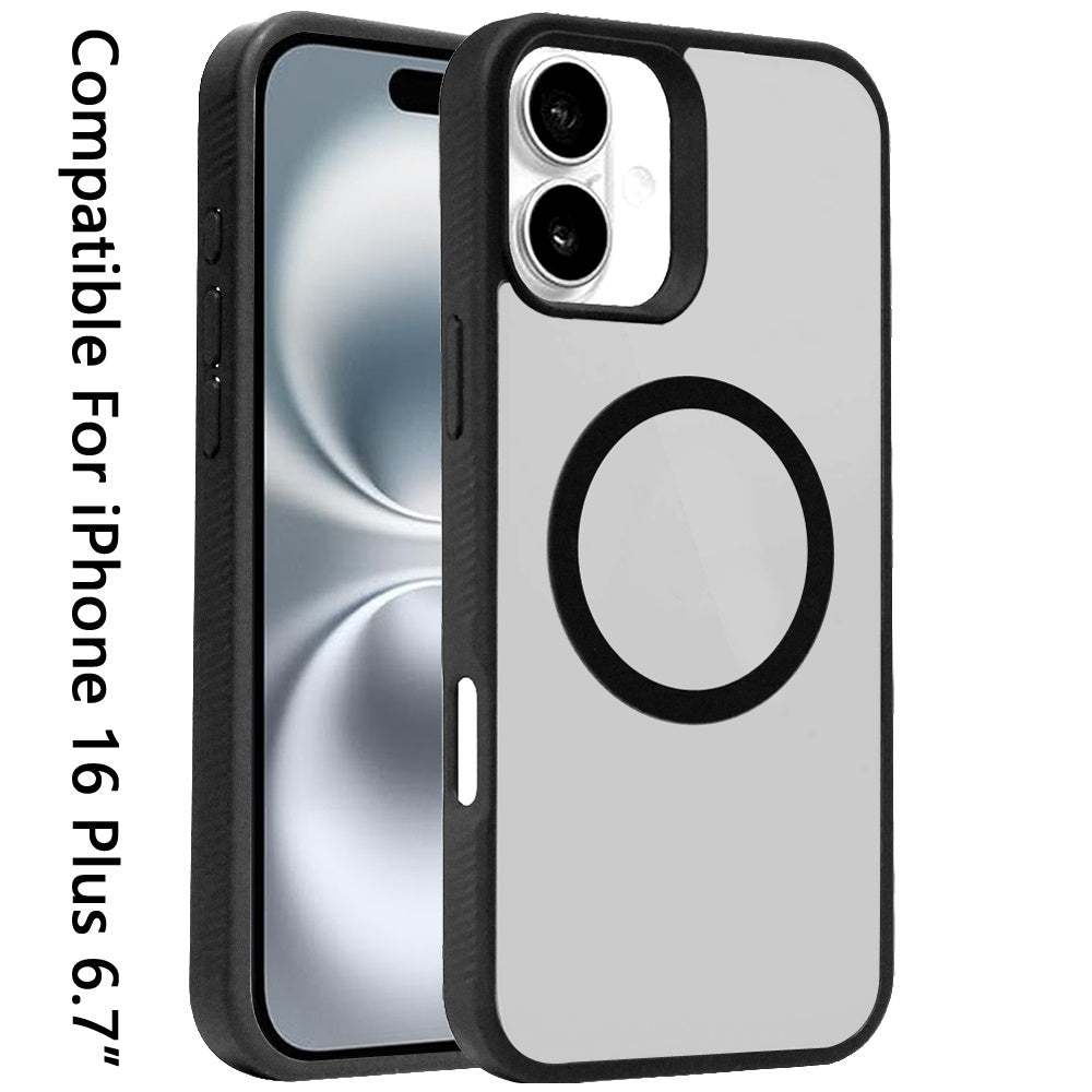 For Apple iPhone 16 Plus (6.7") Magnetic Case Hybrid Compatible with MagSafe TPU Slim Fit Shockproof Matte Hard Back Protective Case Cover