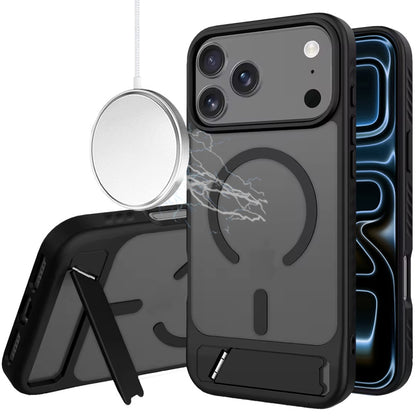 For Apple iPhone 17E /16E Matte Magnetic Circle Back TPU Hybrid Drop Protection with Metal Kickstand Shockproof Design Case Cover