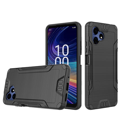 Phone Case for Boost Celero 5G Velocity Brushed Metal Look Hybrid Sleek Textured Finish Distinctive Modern Style Protective Rugged Grip Panel Design Cover
