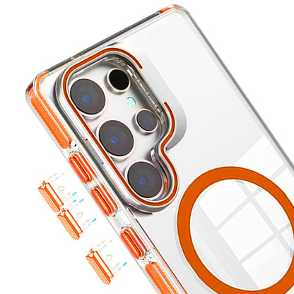 Phone Case for Samsung Galaxy S26 Ultra Magnetic Transparent Tough Hybrid Camera Guard Stand Shockproof Color Edge Rugged Grip Durable Cover Cosmic Orange