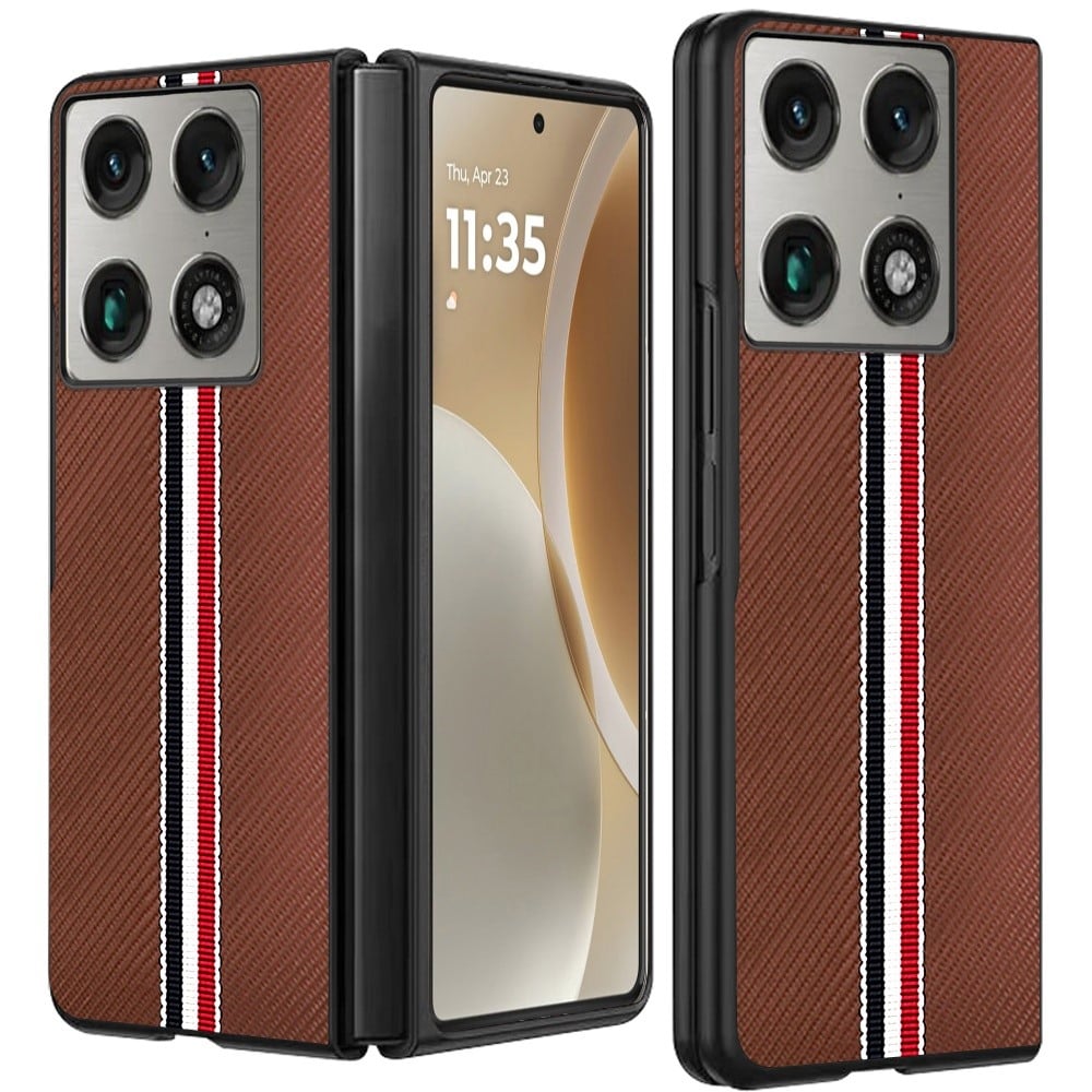 Phone Case for Motorola Razr Fold 2026 Velvet Fabric Vegan PU Leather Slim Fit Hybrid Protective Shell Shockproof Design Cover Brown