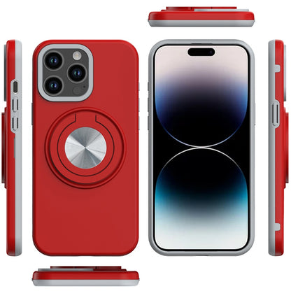For Apple iPhone 15 Pro Max Metal Matte Hybrid with Invisible Rotational Ring Stand, Car Mount Friendly, Military Grade Slim Fit Sturdy Case Cover