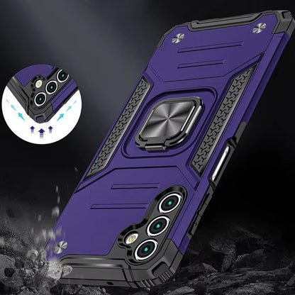 For Samsung Galaxy A17 5G Armor Hybrid Magnetic Stand with Ring Holder Kickstand Shockproof Heavy-Duty Durable Rugged TPU Dual Layer Case Cover