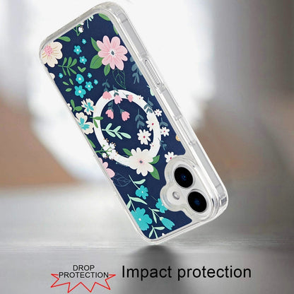 For Apple iPhone 16 Plus Cute Fashion Pattern Design, Durable Shockproof Slim TPU Hard Back, MagSafe Compatible Case Cover Nightly Floral