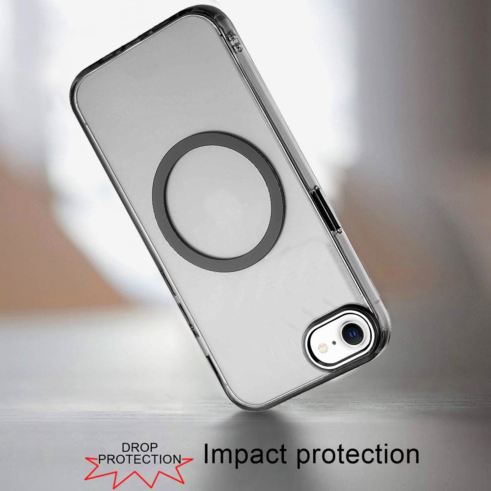 Transparent Back Hybrid Case - Magnetic Circle, Color Frame, Metal Buttons, MagSafe Compatible