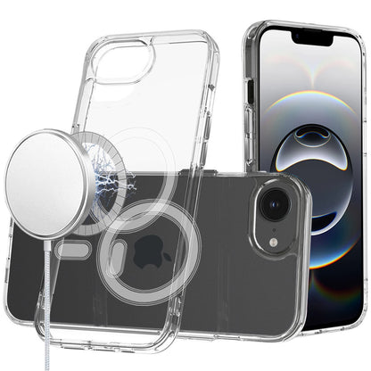 For Apple iPhone 16e Clear Magnetic Case with Built-in Magnets Compatible with MagSafe Slim Soft TPU Bumper Case Cover Transparent