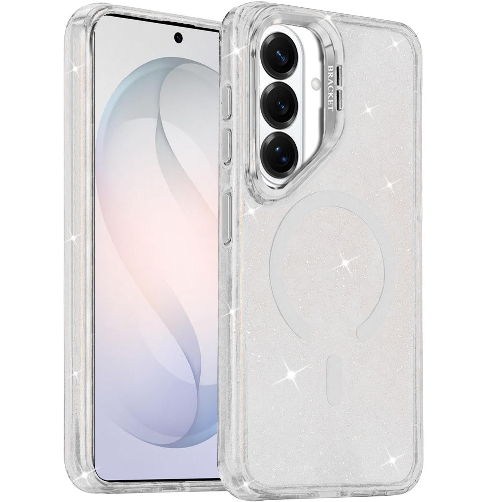 Phone Case for Samsung Galaxy S26 FE /Fan Edition Luxury Bling Scattered Glitter Hybrid Dual Layers with Integrated Camera Stand and Sparkle Finish Design Cover