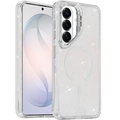 Phone Case for Samsung Galaxy S26 FE /Fan Edition Luxury Bling Scattered Glitter Hybrid Dual Layers with Integrated Camera Stand and Sparkle Finish Design Cover
