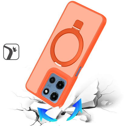 For Motorola Moto G 5G 2026/2025 Magnetic Circle Back with Ring Stand Full Rotation Matte Hybrid Shockproof Case Cover Cosmic Orange
