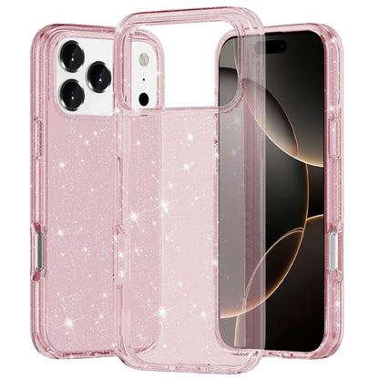 For Apple iPhone 17 Pro Max Transparent Glitter Shiny Sparkle Bling TPU Rubber Hard Back Hybrid Frame Shockproof Case Cover