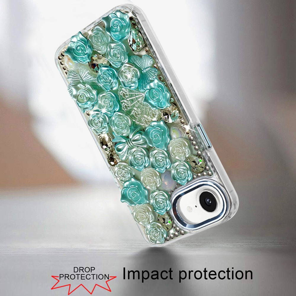 For Samsung Galaxy S26 Muti-Color Floral Fashion Bling Crystal 3D Full Diamonds Stones Sparkle Rhinestone Glitter Hybrid Case Cover