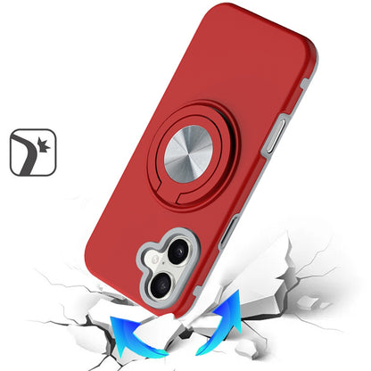 For Apple iPhone 17 Metal Matte Hybrid with Invisible Rotational Ring Stand, Car Mount Friendly, Military Grade Slim Fit Sturdy Case Cover