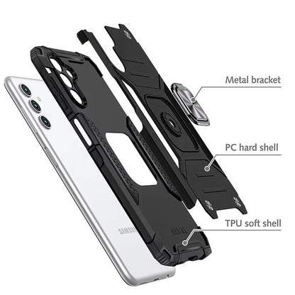 For Apple iPhone 17 Armor Hybrid Magnetic Stand with Ring Holder Kickstand Shockproof Heavy-Duty Durable Rugged TPU Dual Layer Case Cover