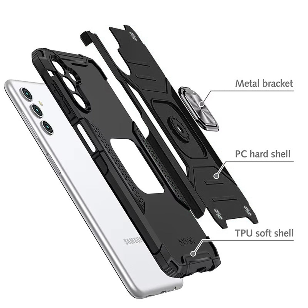 For Apple iPhone 17 Pro Max Armor Hybrid Magnetic Stand with Ring Holder Kickstand Shockproof Heavy-Duty Durable Rugged TPU Dual Layer Case Cover