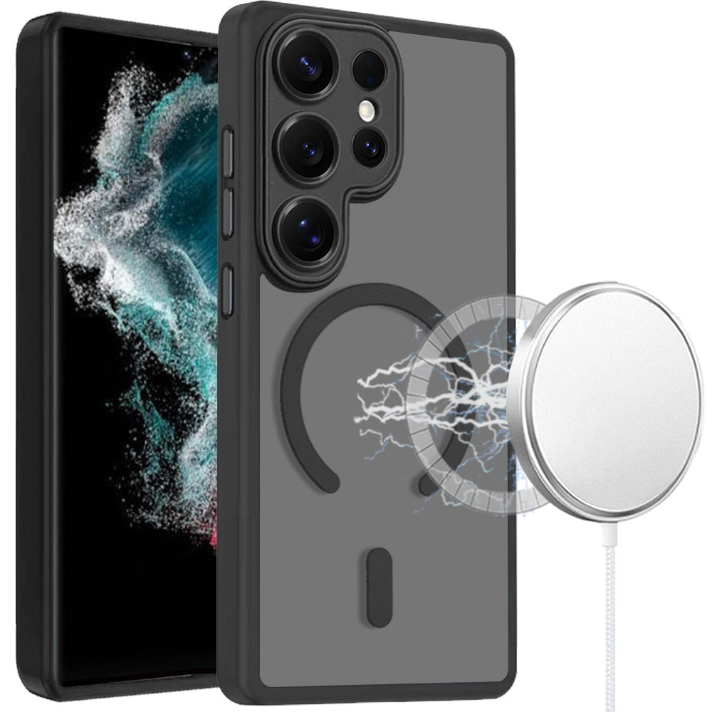 Matte Frosted Magnetic Back Hybrid Hard PC Soft TPU Camera Protection Slim Shock Absorbing Anti Fingerprint