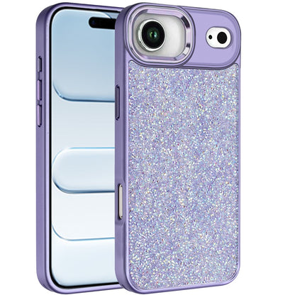 For Apple iPhone 17 Air (6.6") Crystal Sparkle Diamond Glass Full Mini Glitter Bling Frame TPU Hybrid Protective Case Cover
