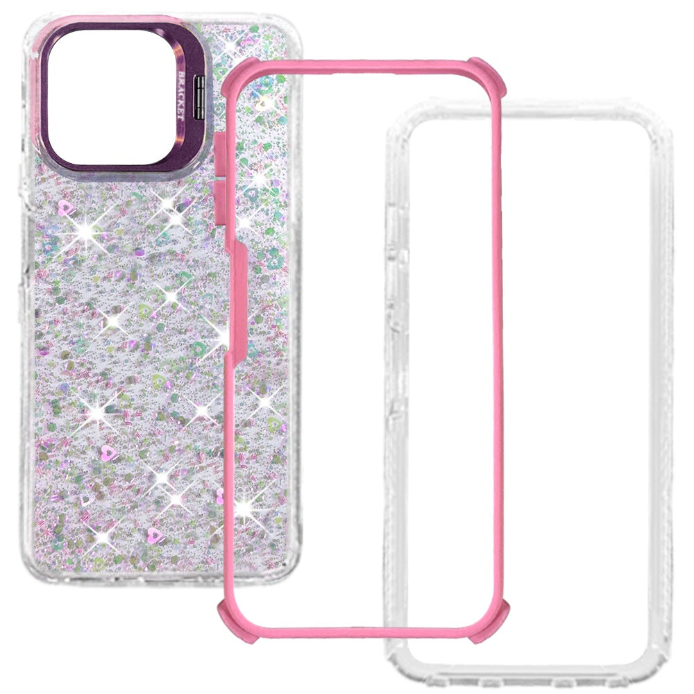 Phone Case for Motorola Moto G 5G 2026/ 2025 Luxury Bling Scattered Glitter Hybrid Dual Layers with Integrated Camera Stand and Sparkle Finish Design Cover