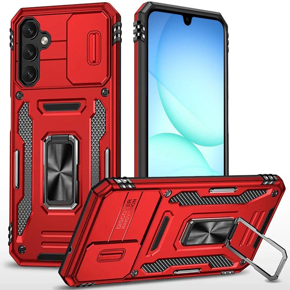 For Samsung Galaxy S25 Fan Edition /Galaxy S25 FE Tough Hybrid Case with Movable Camera Window & Metal Ring Stand Shockproof Case Cover