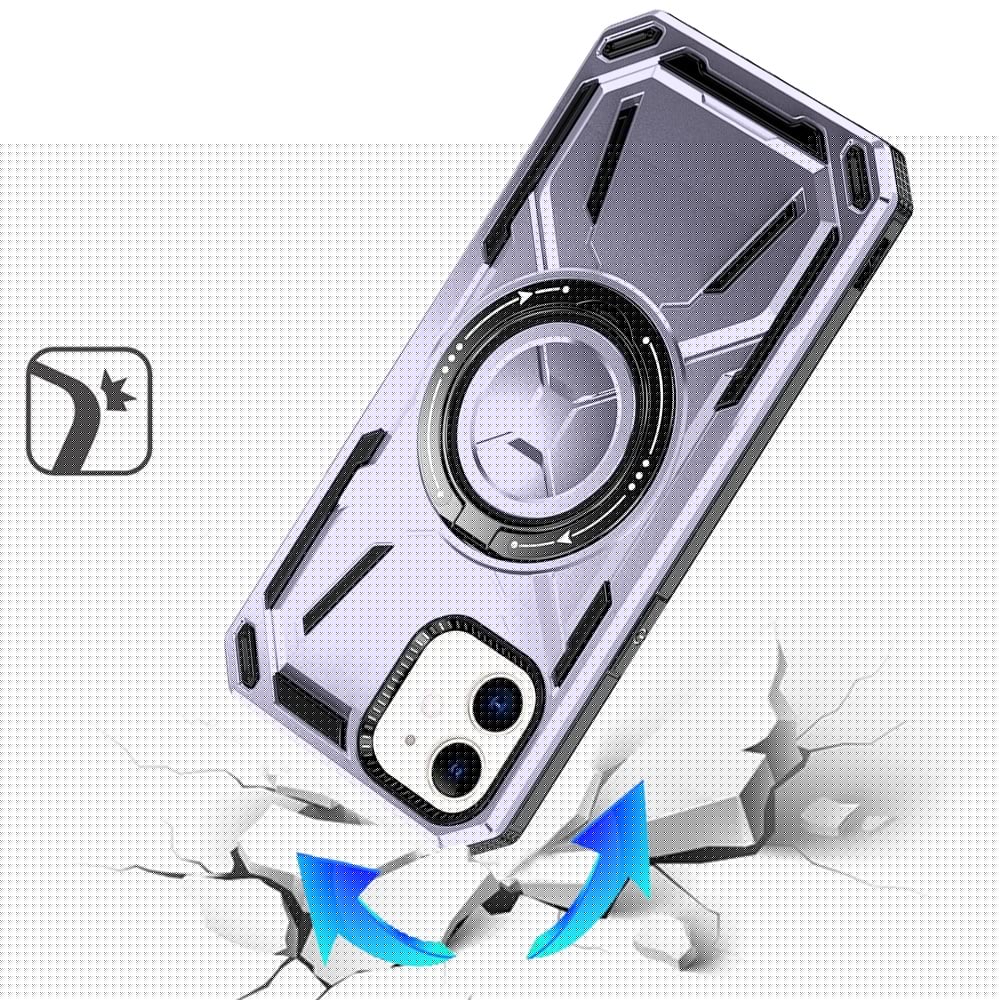 For iPhone 12 / iPhone 12 Pro (6.1") Hybrid Magnetic Ring and 360° Rotational Kickstand with MagSafe Compatible, Military Grade Drop Protection Case Cover Light Purple