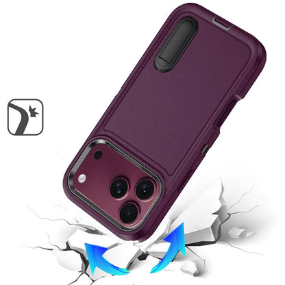Phone Case for Apple iPhone 18 Pro Max/ iPhone 17 Pro Max 3in1 Tough Rugged Kickstand Shockproof Armor Grip Heavy Duty Drop Resistant Protective Hybrid Cover Purple