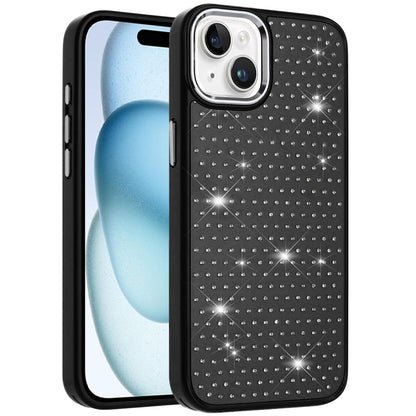 For Apple iPhone 15 Bling Diamond Metallic, Full Sparkle Chrome Edged Hybrid Protective Shockproof Case Cover
