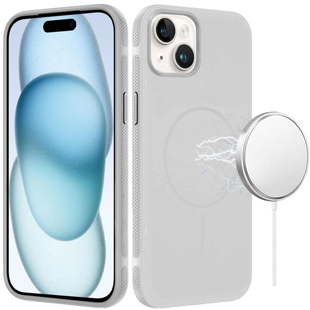 For iPhone 15 (6.1") Super Magnetic Premium Edged Core Matte Thick Hybrid Drop Protection Shockproof Design Case Cover Clear