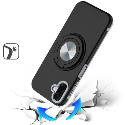 Phone Case Cover for Samsung Galaxy A07 4G Metal Matte Hybrid with Invisible Rotational Ring Stand, Car Mount Friendly, Military Grade Slim Fit Sturdy Cover
