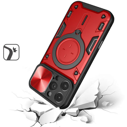 For Apple iPhone 16 (6.1") Hybrid Magnetic Circle 360° Ring Kickstand with MagSafe Compatible & Camera lens Protector Case Cover