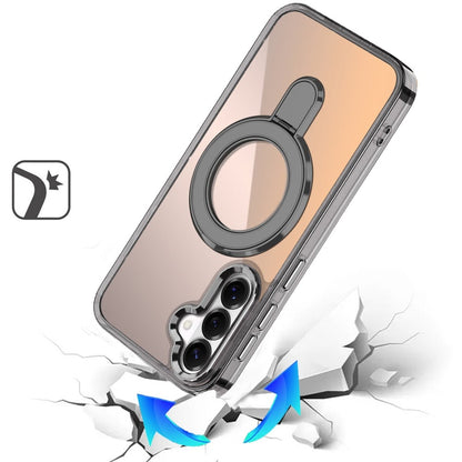 Phone Case for Samsung Galaxy S26 FE /Fan Edition Chrome Magnetic Ring Stand Rotational Shockproof Hybrid Kickstand Metal Finish Rugged Drop Protection Armor Cover