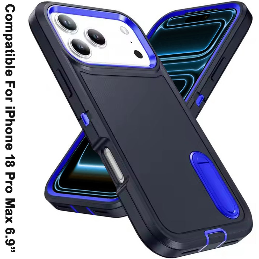 Phone Case for Apple iPhone 18 Pro Max 3in1 Tough Rugged Kickstand Shockproof Armor Grip Heavy Duty Drop Resistant Protective Hybrid Cover