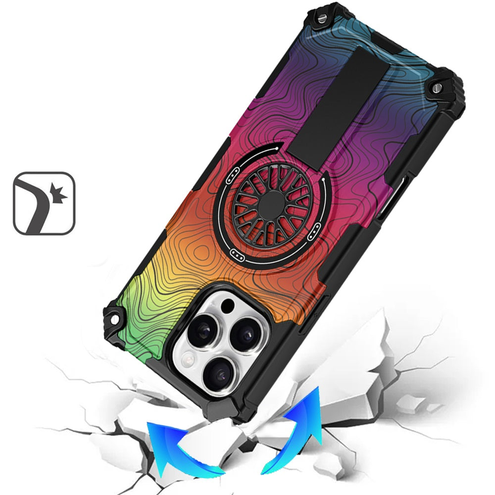 For iPhone 16 Pro Max (6.9") Texture Design Stylish Invisible Kickstand Case, MagSafe Compatible Hybrid Shockproof Cover, Car Mount Friendly Protector
