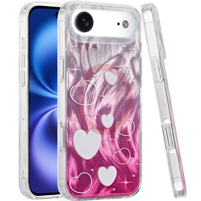 For Apple iPhone 17 Stylish Pattern Fashion IMD Printed Design TPU Double Layer Slim Shockproof with Magnetic Back Case Cover Gradient Pink Heart