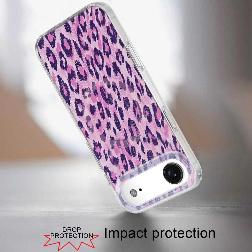 For Apple iPhone 17 Pro Max Stylish Pattern Fashion IMD Printed Design TPU Double Layer Slim Shockproof with Magnetic Back Case Cover Pink Leopard