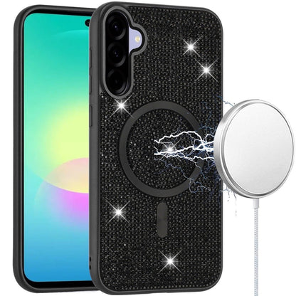 Phone Case for Samsung Galaxy A27 Magnetic Bling Diamond Sparkle Hybrid Shockproof Rugged Grip Durable Protection Anti-Slip Armor Design Cover