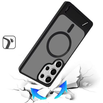 Phone Case for Galaxy S24 Ultra Matte Magnetic Metal Kickstand Shockproof Grip Anti Slip Durable Protective Heavy Duty Hybrid Cover