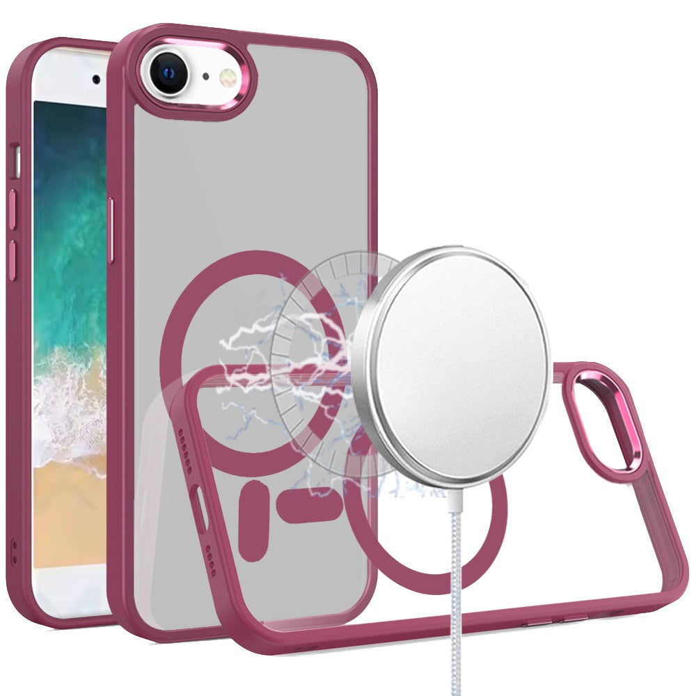 For Apple iPhone 17E /16E MagSafe Compatible Transparent Greatest Clear Acrylic with Color Frame Thick Hybrid TPU Hard Case Cover