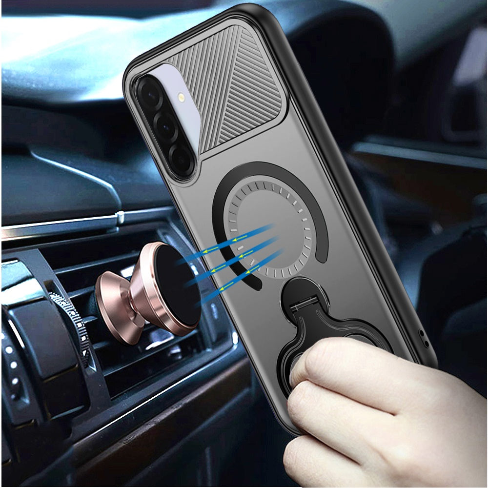 For Samsung Galaxy S26 Ultra Hybrid with Invisible 2 Hole Ring Stand Magnetic back Car Mount Friendly Protector Case Cover