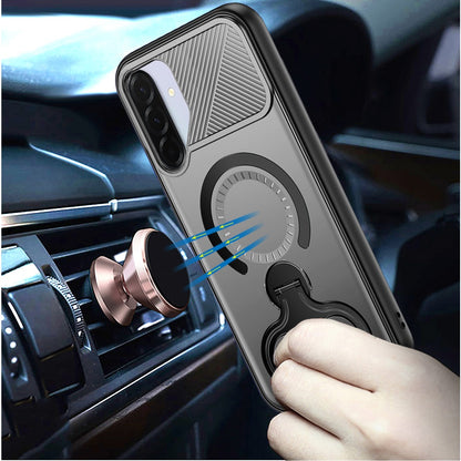 For Samsung Galaxy S26 Hybrid with Invisible 2 Hole Ring Stand Magnetic back Car Mount Friendly Protector Case Cover