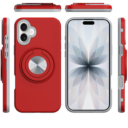For Apple iPhone 17 Metal Matte Hybrid with Invisible Rotational Ring Stand, Car Mount Friendly, Military Grade Slim Fit Sturdy Case Cover