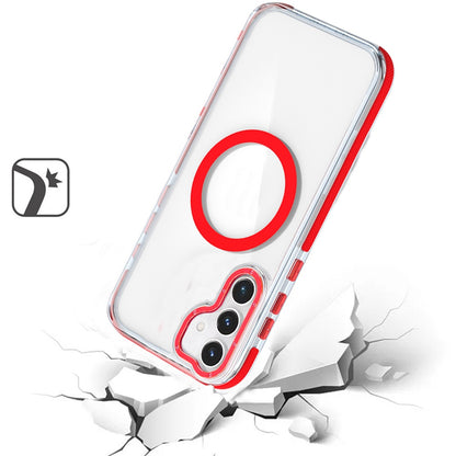 For Samsung Galaxy S25 Ultra Transparent Back with Colorful Frame, Strong Magnetic Circle, MagSafe Compatible, Slim Shockproof Protection Case Cover