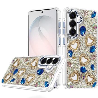 Phone Case for Samsung Galaxy S26 Luxury Crystal Heart Rhinestone Diamond Bling Shockproof Hybrid Glitter Protective Stylish Durable Grip Cover