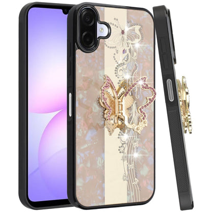 Phone Case Cover for Samsung Galaxy A07 4G Diamonds 3D Fashion Bling Sparkly Glitter Ornaments Engraving Hybrid with Ring Stand Cover