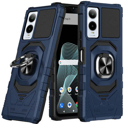 For Hybrid Dual Layer with 360° Rotate Magnetic Ring Stand Holder Kickstand TPU Rugged PC Shockproof Blue Tablet Case Cover