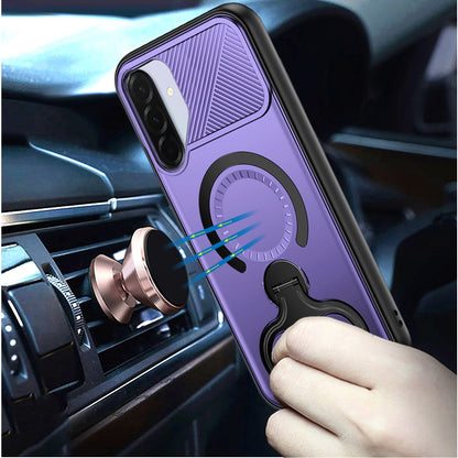 For Samsung Galaxy S26+ / S26 Plus Hybrid with Invisible 2 Hole Ring Stand Magnetic back Car Mount Friendly Protector Case Cover Purple