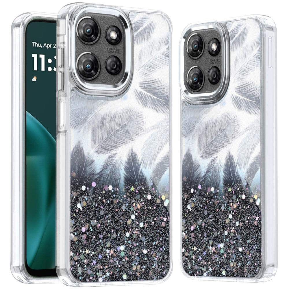 For Motorola Moto G 5G 2025 Fashion Epoxy Glitter Shimmer Design, Hybrid Shockproof TPU, Stylish Sparkle Slim TPU Protective Case Cover