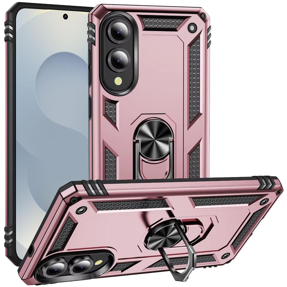 For Samsung Galaxy S25 Edge Hybrid Shockproof Durable 360 Degree Rotatable Ring Stand Holder Kickstand Fit Magnetic Car Mount Case Cover