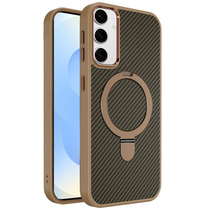 For Apple iPhone 16e (E edition) Hybrid Carbon Fiber Design with MagSafe Compatible [Magnetic Circle], Ring Stand Shockproof Slim TPU Case Cover