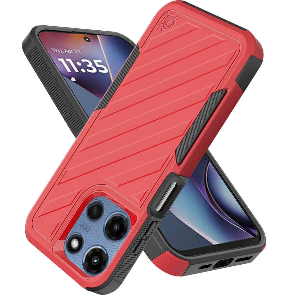 For Motorola Moto G 5G 2025 Hybrid lined shockproof dual layer Rugged 2in1 Hard PC & Silicone TPU Non Slip Textured Tough Armor Case Cover